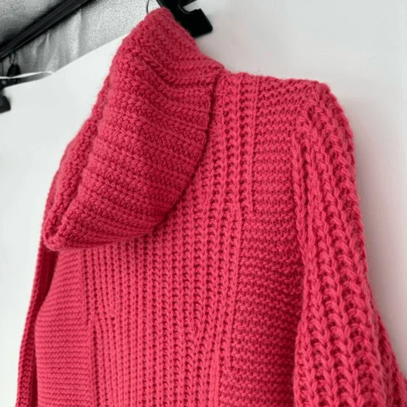 Banana Republic Womens L Wool Turtleneck Sweater Fisherman Pink Preppy Italian - Picture 6 of 8